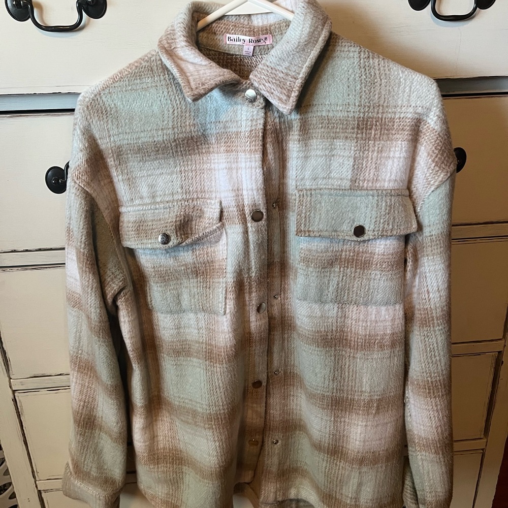 Bailey Rose Women's Plaid Jacket - Cream and Tan